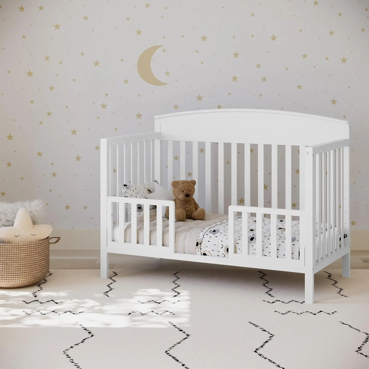 5-in-1 Convertible Crib (White) GREENGUARD Gold Certified,Converts from Baby Crib to Toddler Bed,Daybed and Full-Size Bed