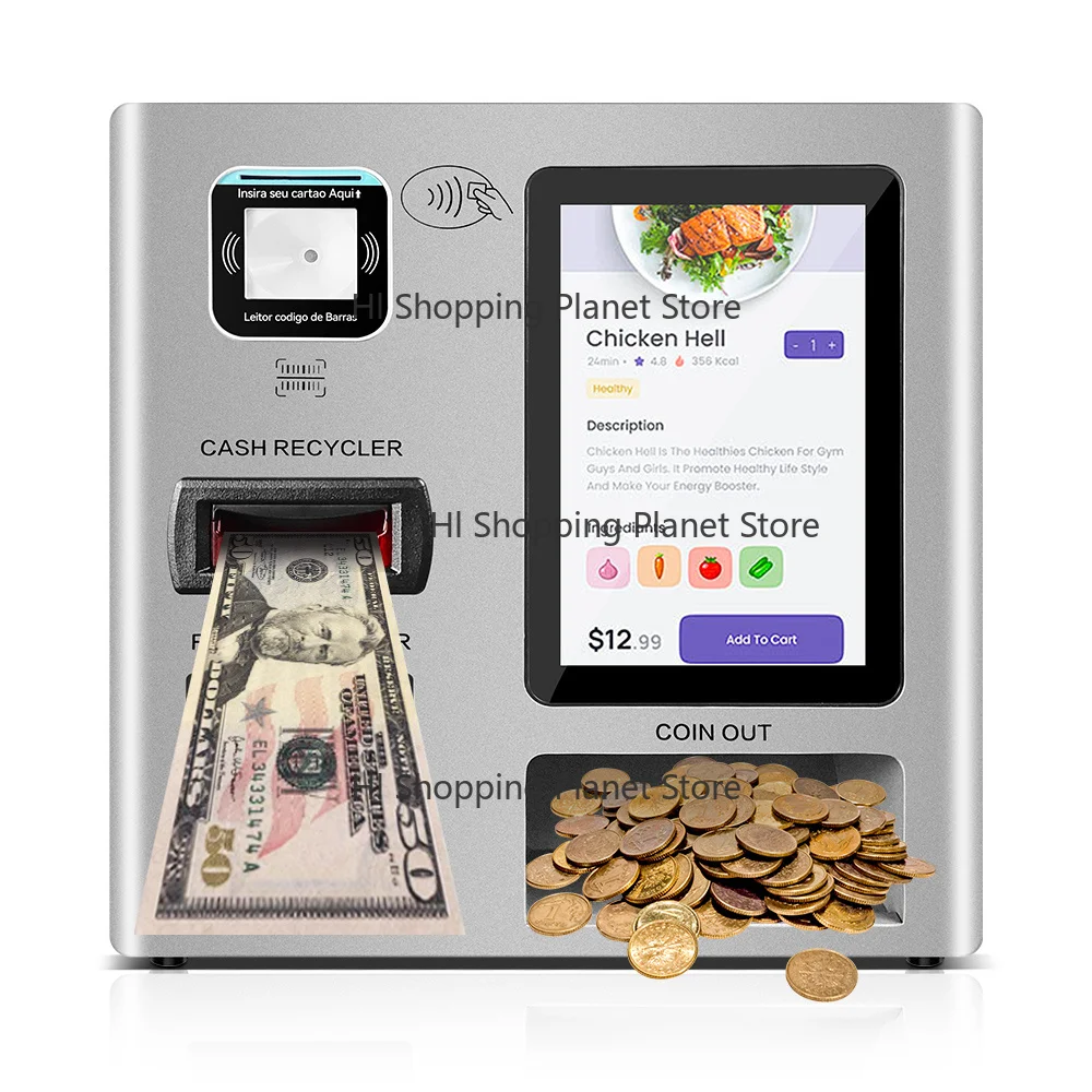 10.1-Inch Touch Screen Self-Service Order Terminal Indoor Currency Vending Machine and Payment Inquiry Kiosk
