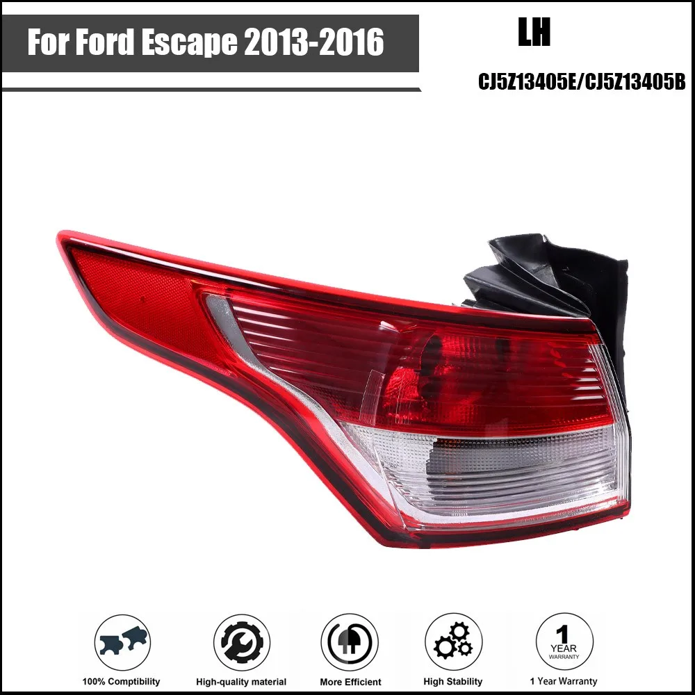 

Tail Light For Ford Escape 2013-2016 Driver/Left Halogen Black Outer Red Lens