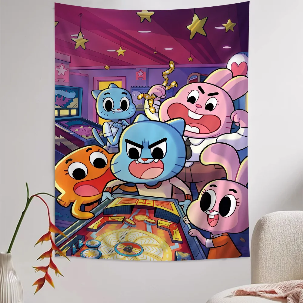 The Amazing Funny W-world Of Gumball Hippie Wall Hanging Tapestries for Living Room Home Dorm Decor Art Home Decor