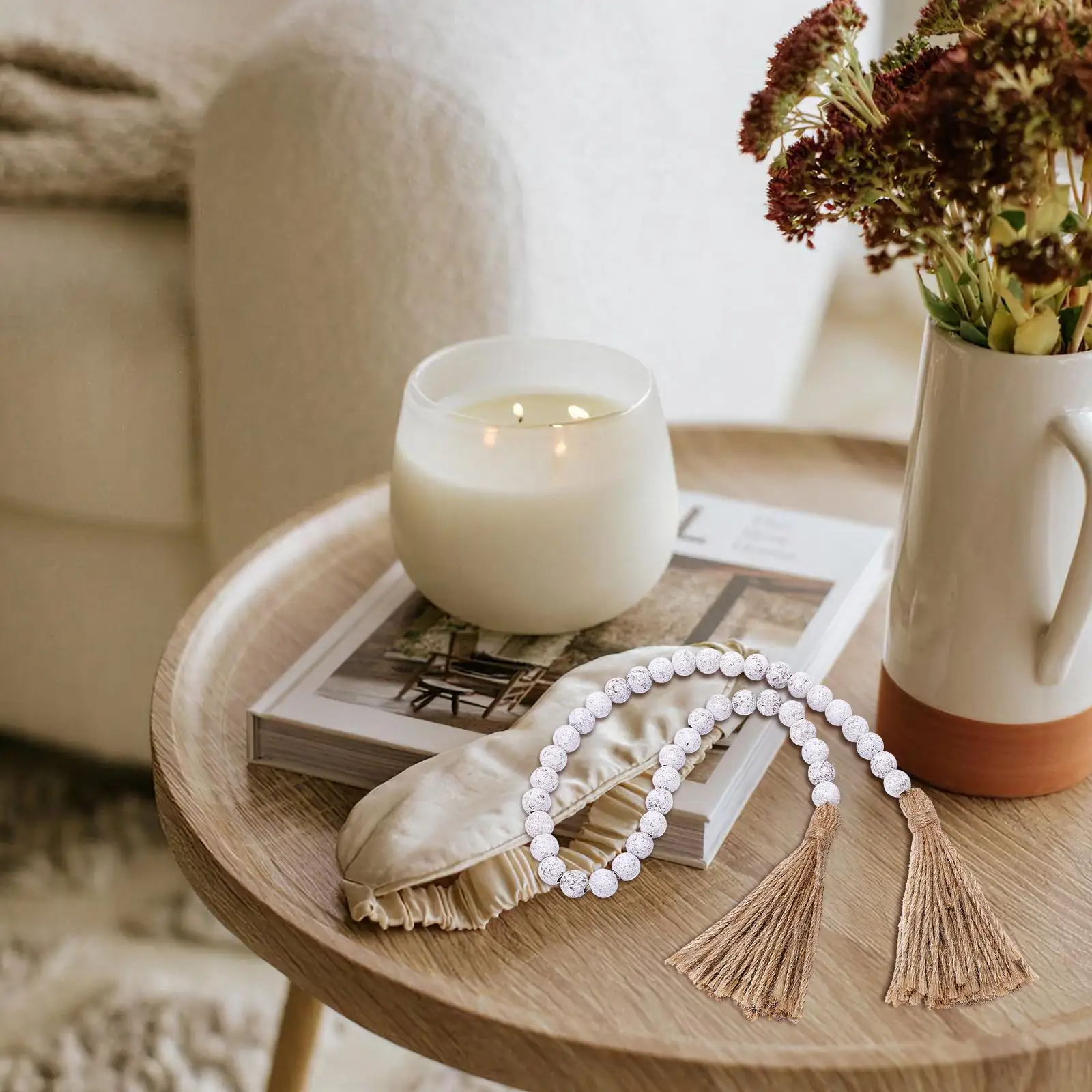 

Wooden Bead Tassel Beaded String Tassels Decorative String for Home Party Hanging Charm Ocean Style Muslim Prayer Beads