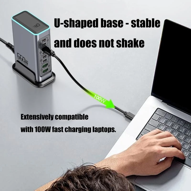 Compactly 8Port 660W USB C for Efficient Charging of Smartphones Laptops and Tablets Universal Compatibility