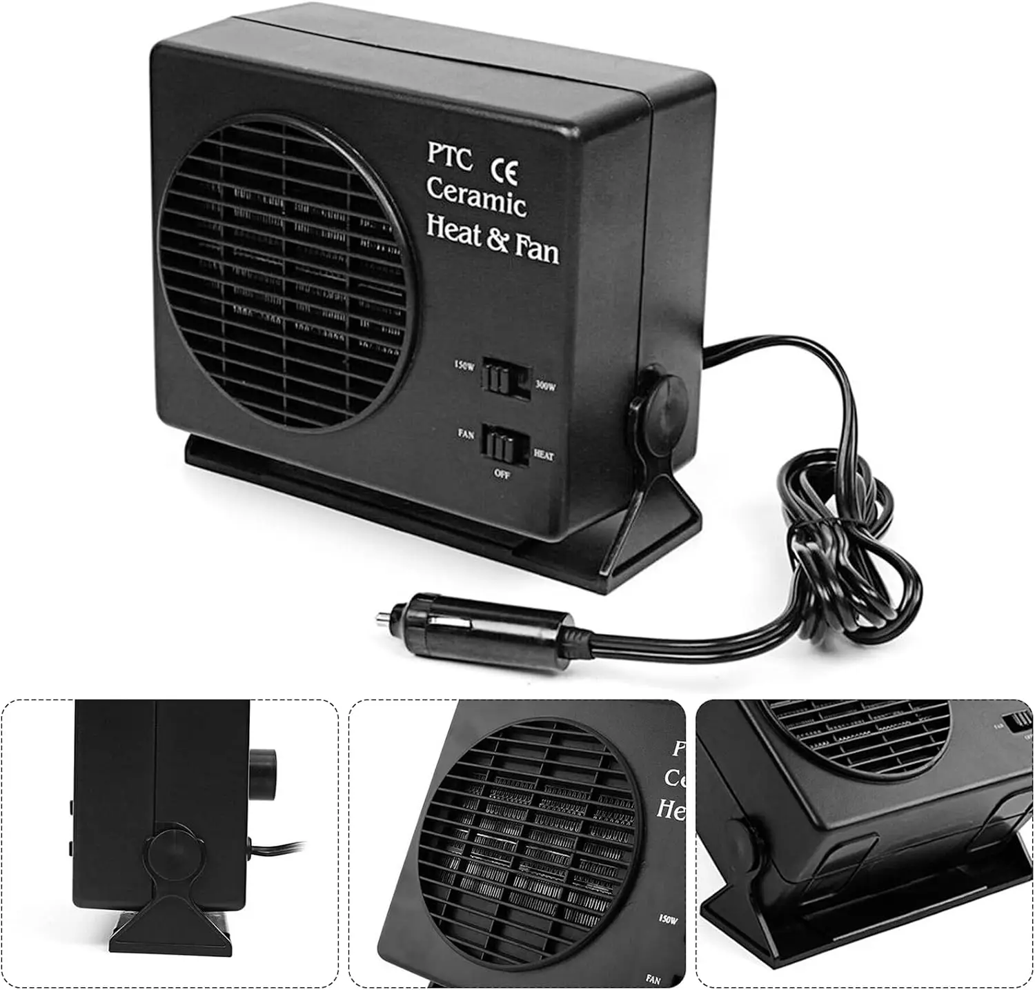 12V PTC 300W Air Heater Car Heating Fan Defroster Demister Amplifier Cooling Fans Replacement Heater For SUV Truck Rv Trailer