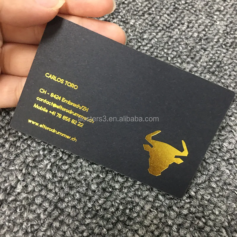 

custom logo design 200pcs a lot High-grade black cardboard business card bronzing silver printing concave and convex process th