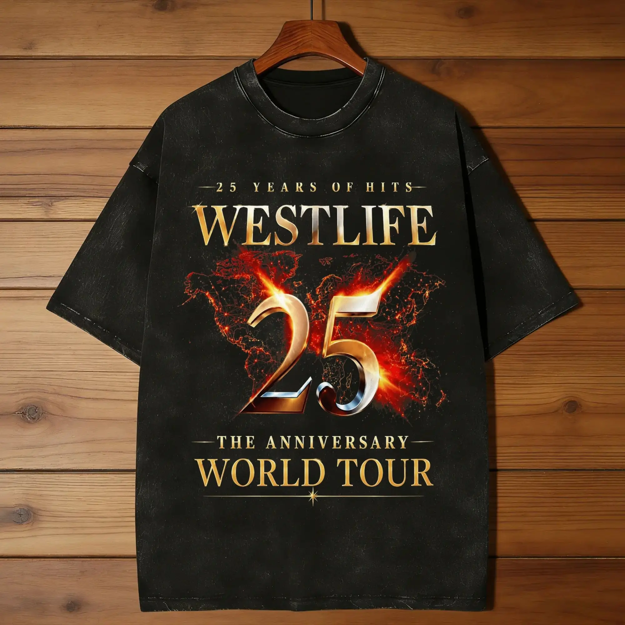 Westlife 25th Anniversary Tour 2026 Washed T-Shirts Harajuku  Summer Tees Vintage Design Casual Tops Plus Size