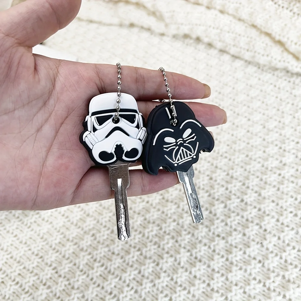 Portachiavi durevole in PVC per cartoni animati, design Stormtrooper in bianco e nero, regalo perfetto per Halloween, Natale, accessori di Halloween