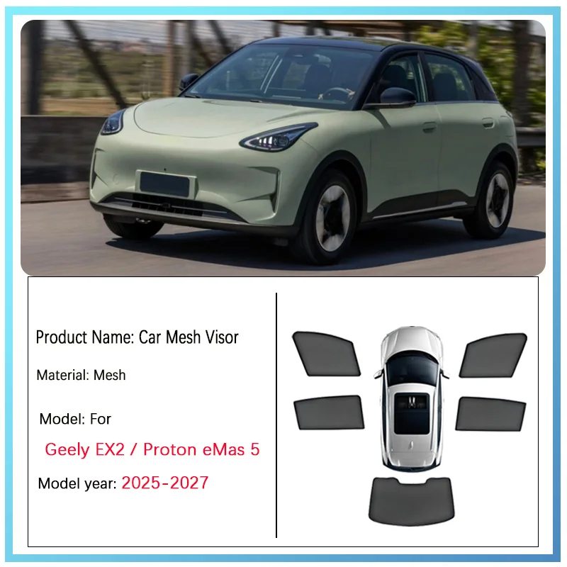 

For Geely EX2 2026 Proton eMas 5 2025-2027 Car Sun Visor Mesh Sunshade Privacy Sunscreen Curtain UV Protection Car Accessories