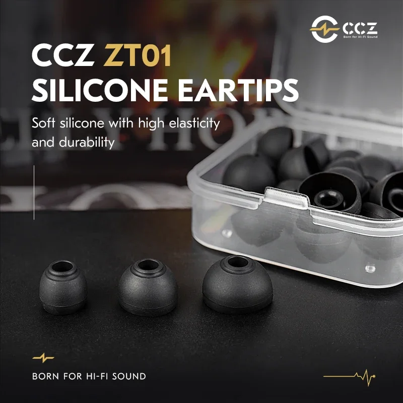 CCZ ZT01 Soft Silicone Eartips Classic Black/Clear Earplugs Environmentally Friendly Earmuffs Suitable for 99% In-Ear Headphones