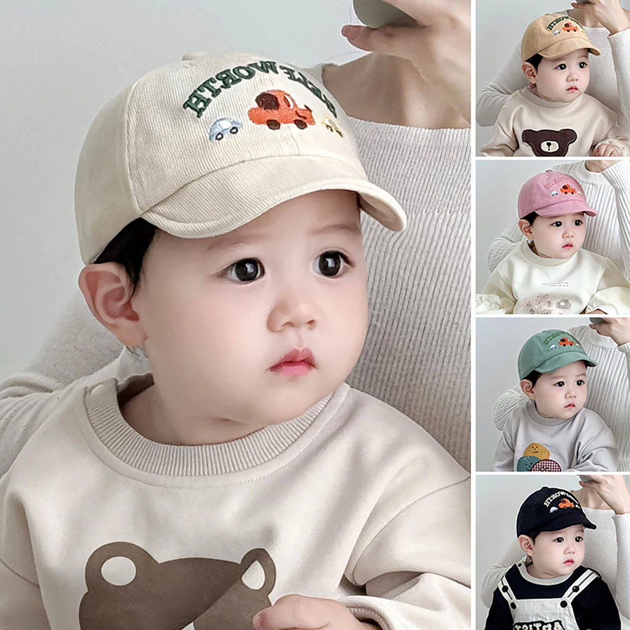 

Cartoon Embroidery Baseball Hat For Baby Sunshade Visors 1-3Year Boys Girls Kids Peaked Cap Cute Car Toddler Duck Tongue Hats