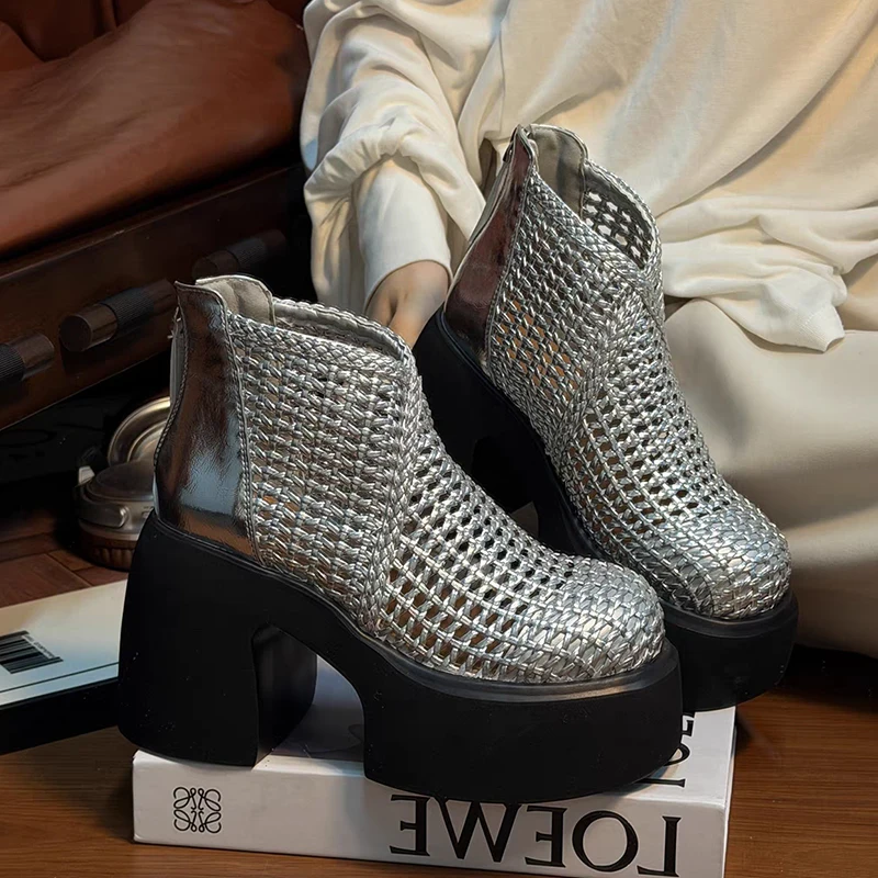 

Женские дизайнерские ботильоны на платформе с высоким каблуком, летние новинки 2026 года, удобные сандалии-туфли на массивной подошве