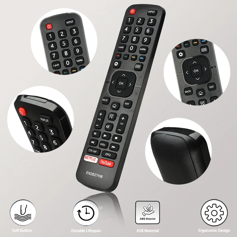 For EN2B27HB Hisense-TV-Remote-Control-Replacement With NETFLIX YouTube Buttons, For Hisense TV 32N2170PW 39N2170PW 40N2170PW