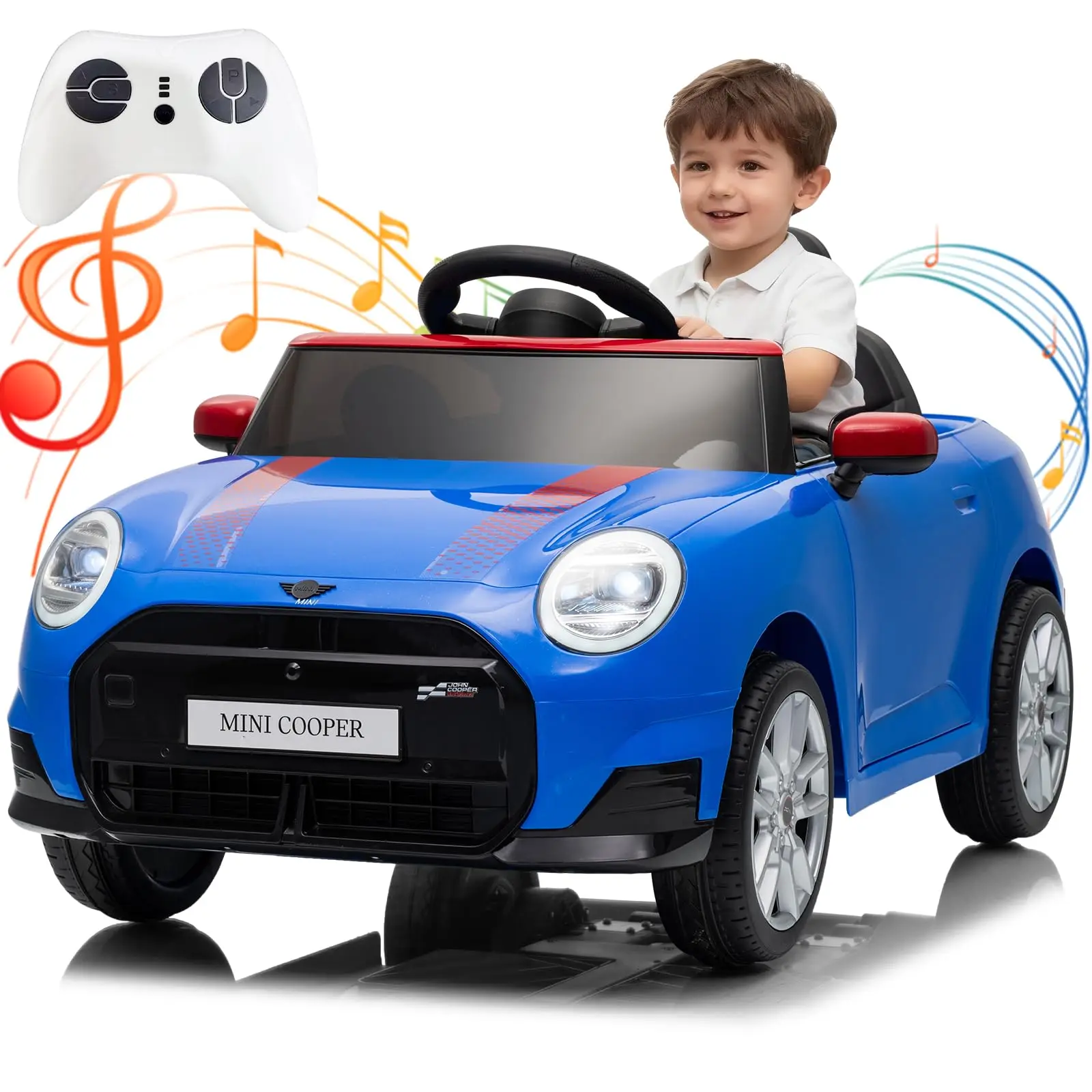 12V Kids Electric Ride On Car With Remote Control, 4.5Ah Rechargeable Battery, Mini Style Toy Vehicle, LED Lights, Wheels And Charger