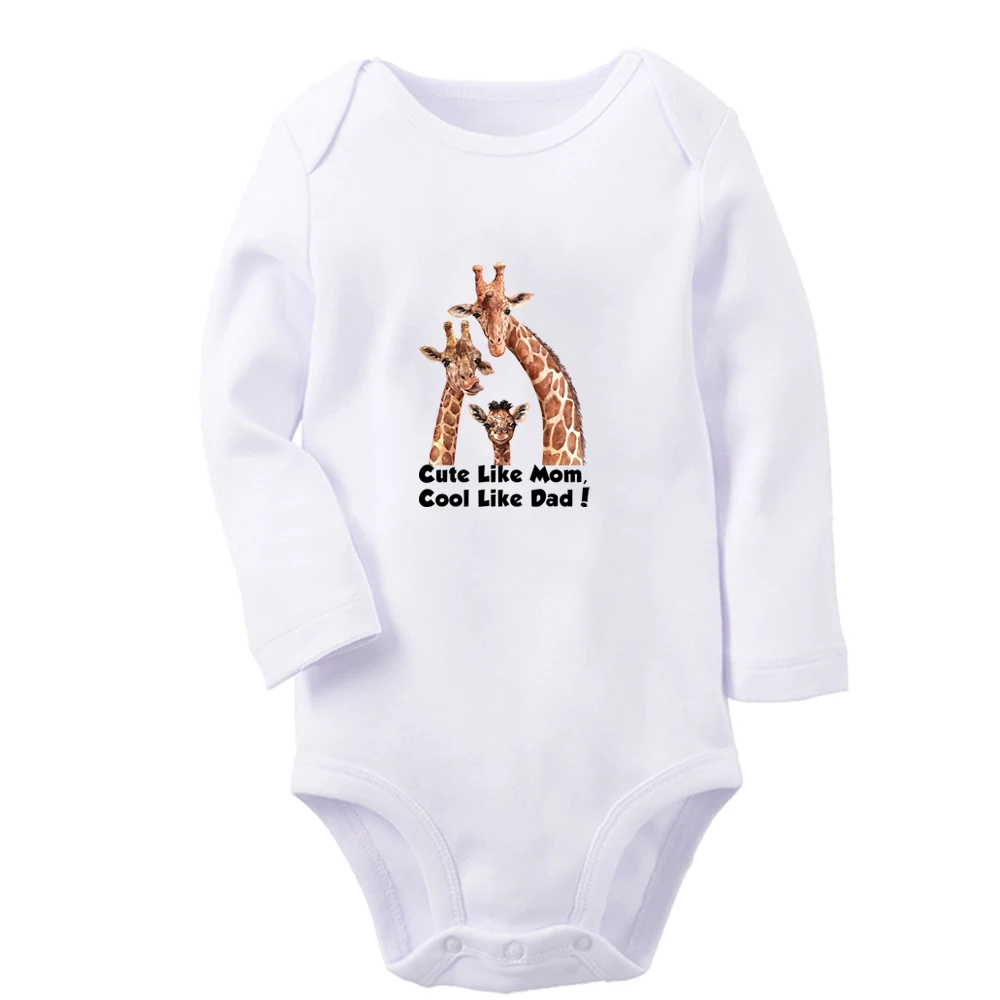 

Little Giraffe Cute Like Mom Cool Like Dad Baby Fun Rompers Boys Girls Mam's Little Cutie Bodysuit Infant Long Sleeves Jumpsuit