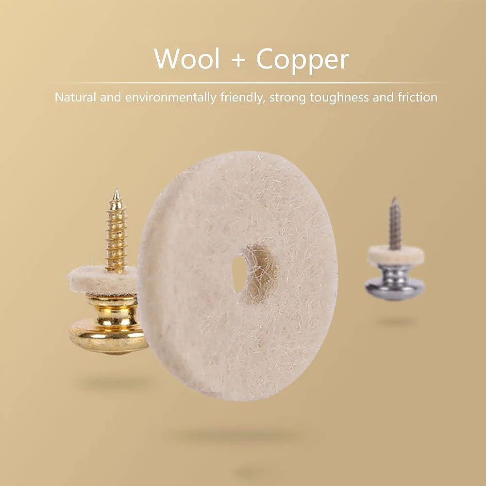 2PCS Wool Copper Guitar Strap Lock Locking Pegs Pins Mushroom Shape End Button for Acoustic Classical Electric Bass Guitar Ukule