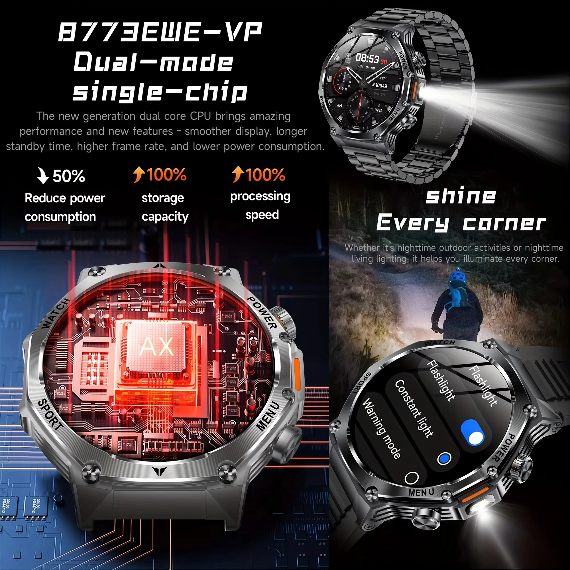 New Rugged Outdoor Sports Smartwatch 1.8