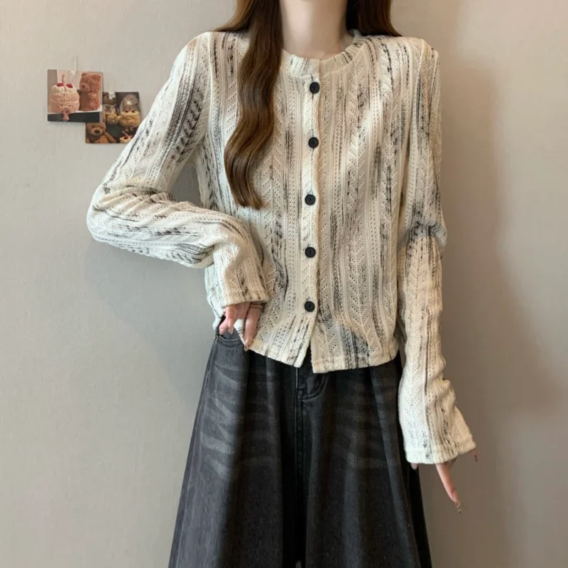 Maglione Ink Tie-dye Giacca da donna a maniche lunghe Top cavo