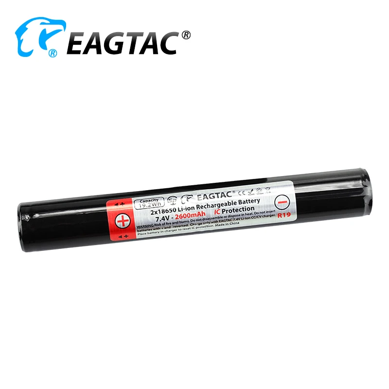 EAGTAC 2x18650 7,4 V 2500 mAh(R18) 2600 mAh(R19) 3100 mAh(R22) 3400 mAh(R25) Paquete de batería de iones de litio protegida con botón superior GX25L2 GX30L2R