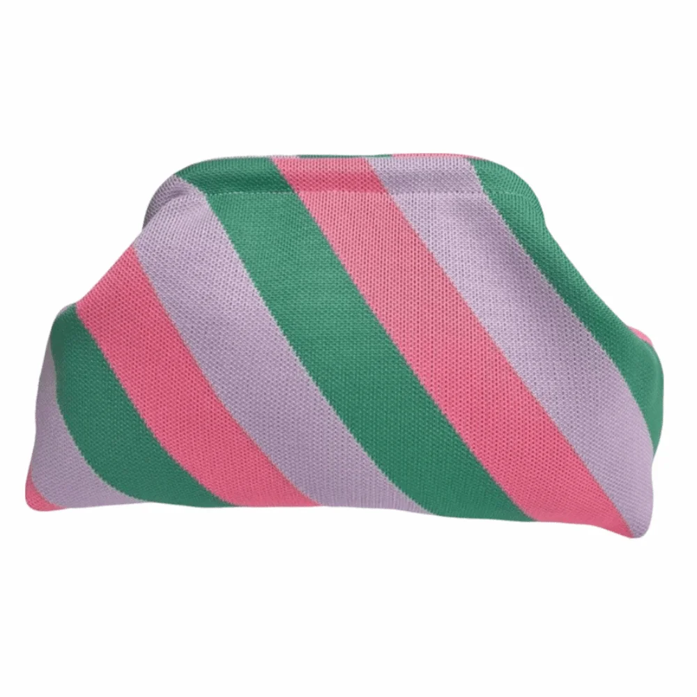 Elegant Polyester Knitting Bag Geometric Pattern Casual Cosmetic Pouch Soft Fabric Cloud Clutch Bag Travel Use