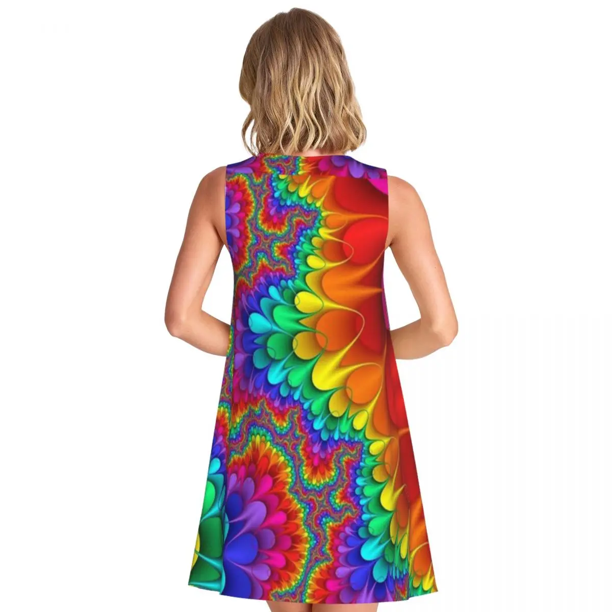 Psychedelic Rainbow Splash Women's Sleeveless Mountain Climbing Trip Minimalist Dress Vacation Modern Dress