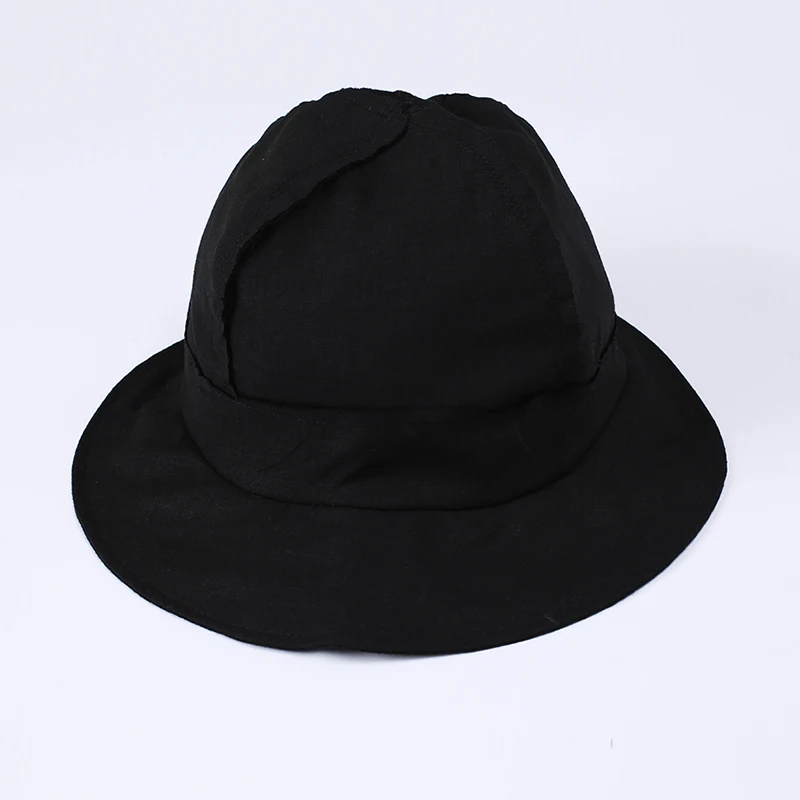 [EAM] Cappello da pescatore con temperamento nero da donna Nuovo temperamento a cupola rotonda Moda marea All-match Primavera Autunno 2024 1DF5346