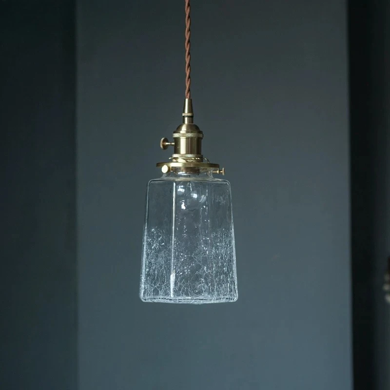 Japanese Retro Cracked Glass Pendant Light Balcony Restaurant Foyer Bay Window Bedside Minimalist Atmosphere Small Hanging Lamps