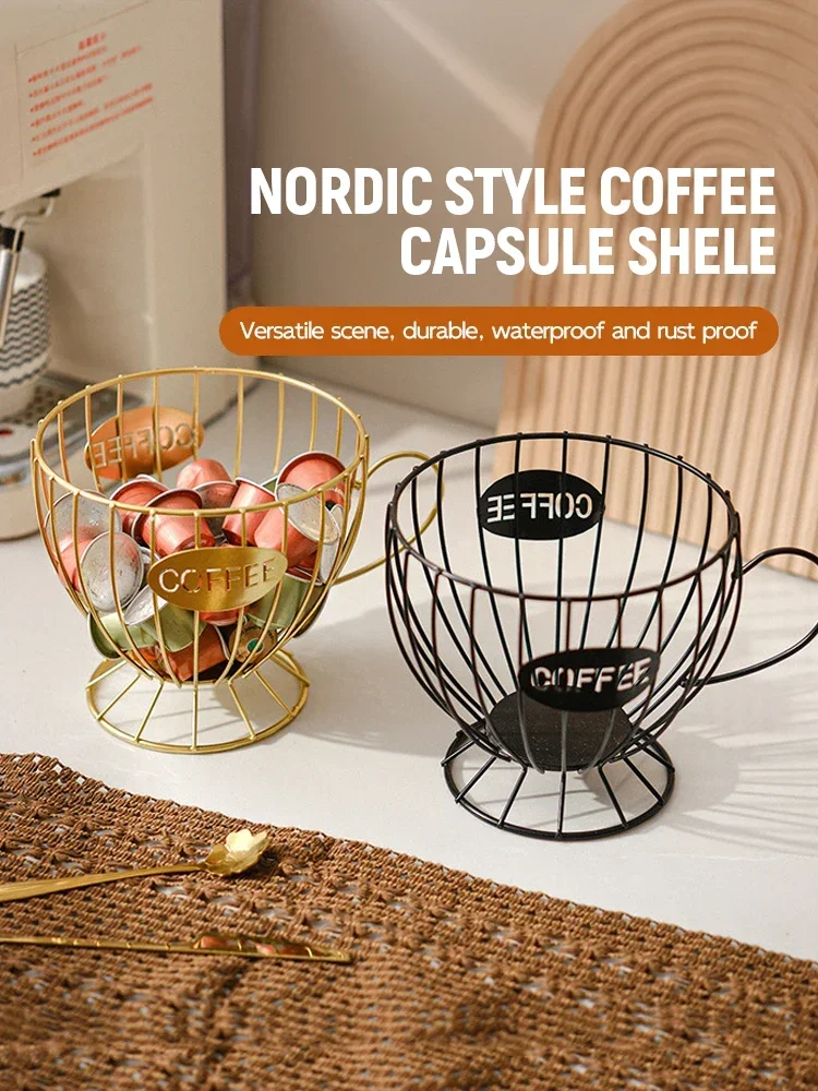 Metal Coffee Capsule Holder Metal Office Coffee Pod Stand Household Kitchen Desktop Storage Rack Bar Storage Box