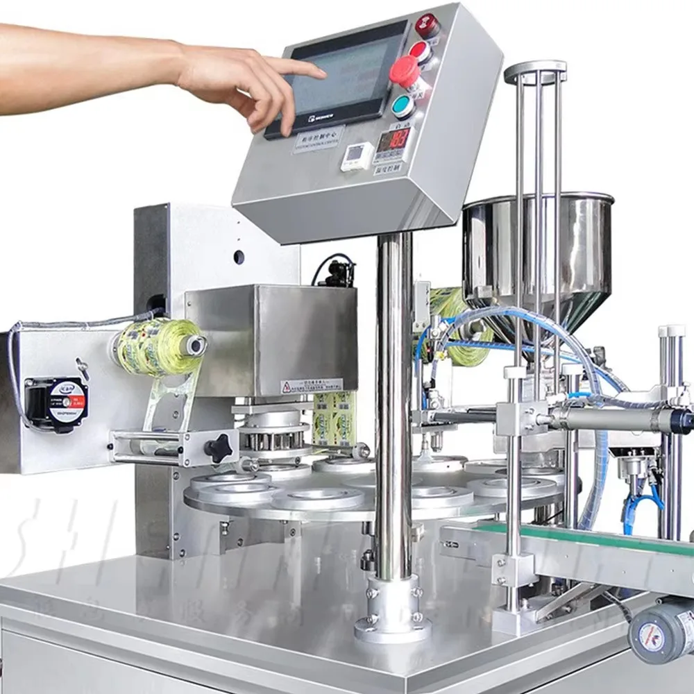 Automatic Plastic Cup Filling Sealing Machine Pneumatic Digital Form Fill Seal for Beverage Water Jelly Pudding