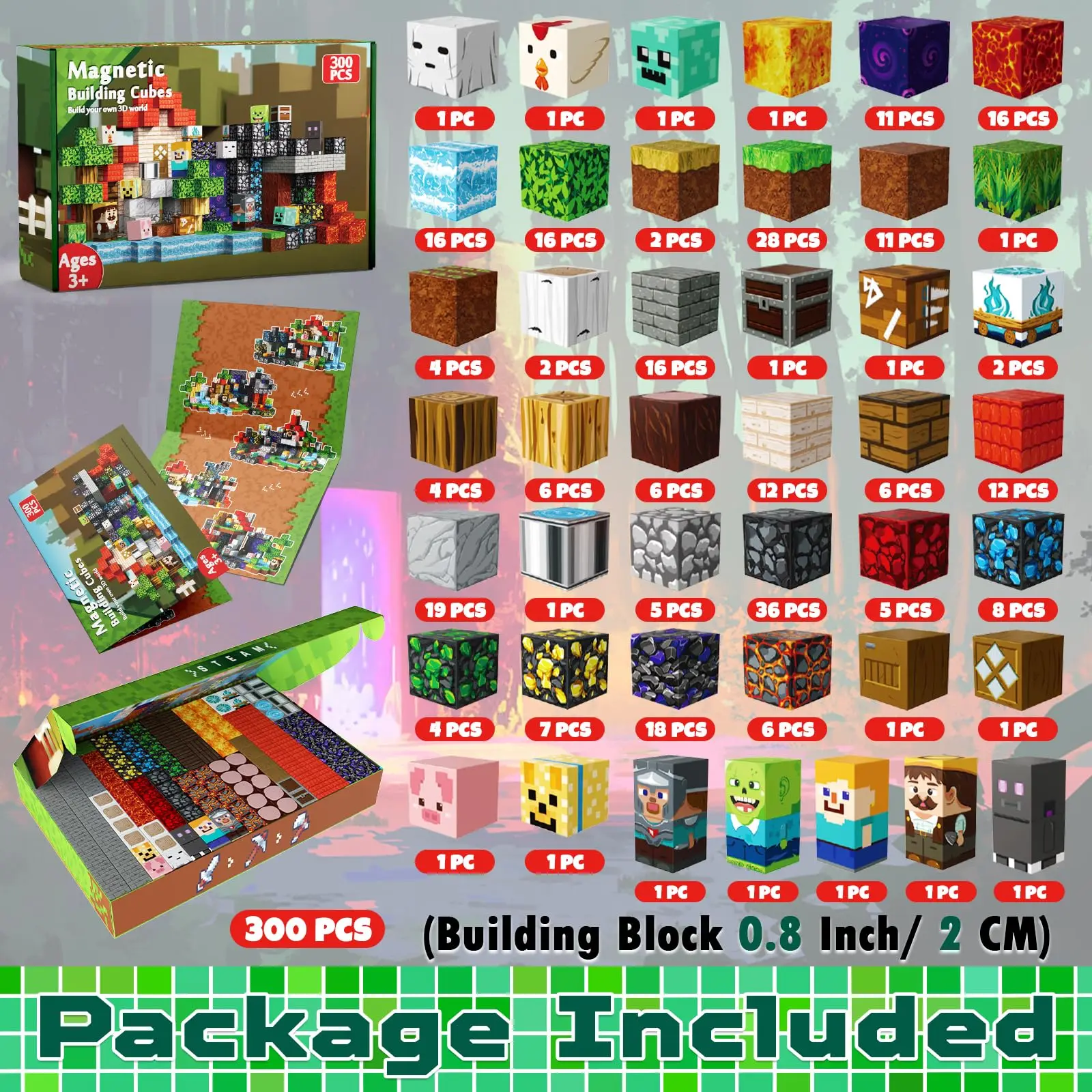 300 pçs blocos magnéticos haste montessori brinquedos construtor, blocos de construção educacionais crianças brinquedos como presentes de aniversário de natal