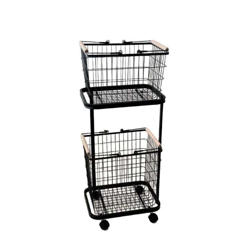 

Dirty clothes basket Household wrought iron laundry universal cart storage basket Dirty clothes basket
