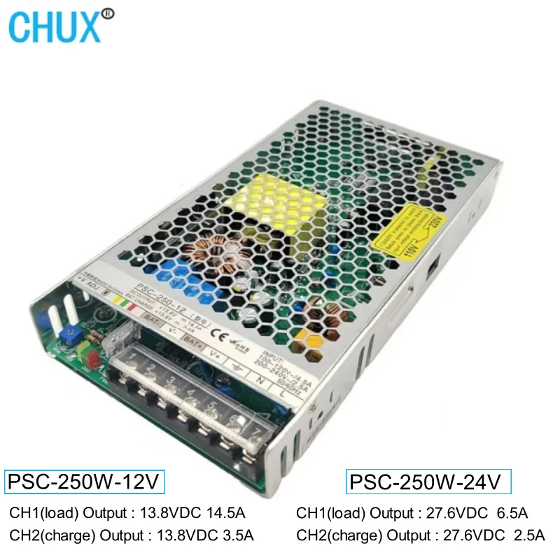 

CHUX PSC 250W UPS Switching Power Supply 12V 24V DC 100-120/200-240VAC AC to DC 250W 27.6V 6.5A 27.6V 2.5A Charge Function SMPS