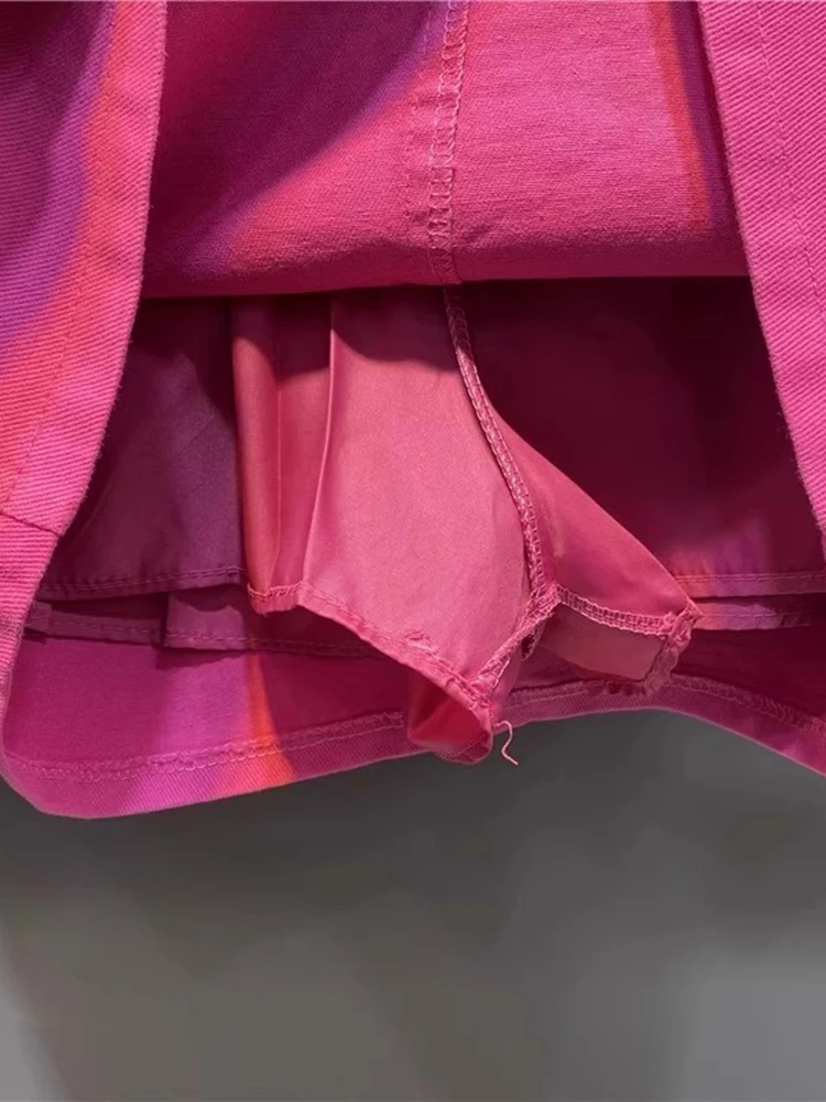 로즈 레드 스플릿 데님 스커트 하이웨이스트 A라인 힙 백 스커트 캐주얼 만능 숏 스커트 2025 여름 신상 여성 의류