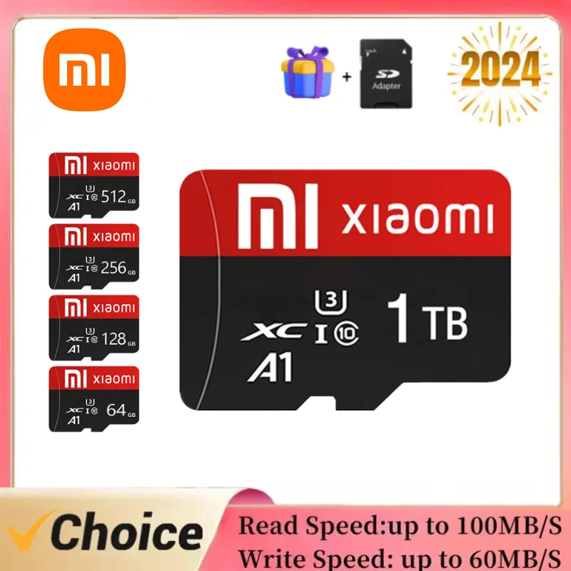 Xiaomi 2TB klasa 10 Micro TF/SD karta 128GB 256GB 512GB 1TB szybka karta pamięci SD/TF z adapterem do przełącznika Nintendo