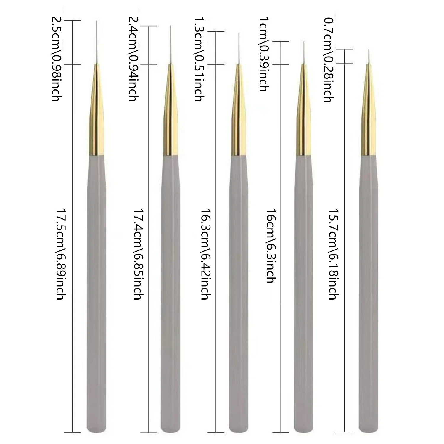 1Set 5Pcs Durable French Plaid Nail Art Pen Professional Detail Fine Line Nail Pen Nail Art Liner Brushes for Gel Nail Polish