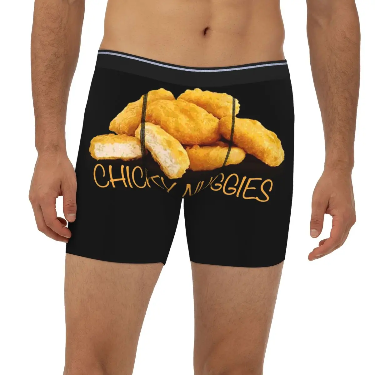 

Длинные трусы-боксеры Tasty Chicken Nuggets, короткие мужские трусы, вентилируемое нижнее белье для мужчин, подарки бойфренду