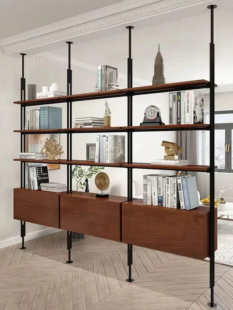 Minimalist bookshelf office partition shelf living room floor wrought iron bookshelf full wall bookcase