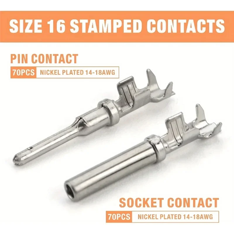 

ABKY-Assortment Size 16 Stamped Contact Connector Kit-188Pcs Deutsch DT Series, Waterproof Automotive Electrical Connectors