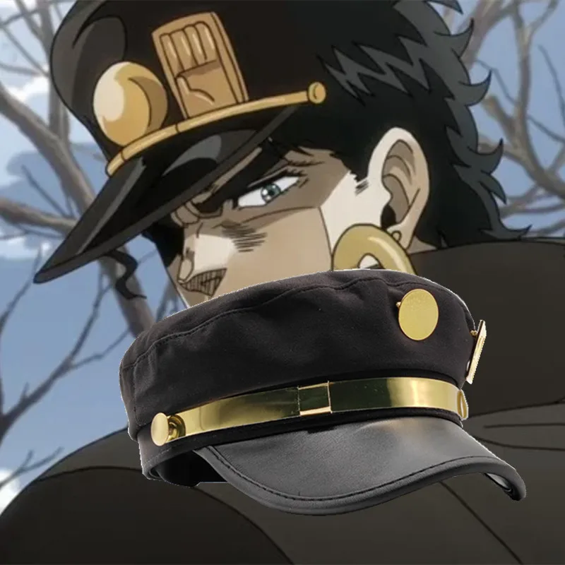 Męska czapka Cosplay Anime Jojos Bizarre Adventure rysunek Kujo Same Jotaro czapka metalowa plakietka kapelusz dla dorosłych rekwizyt akcesoria