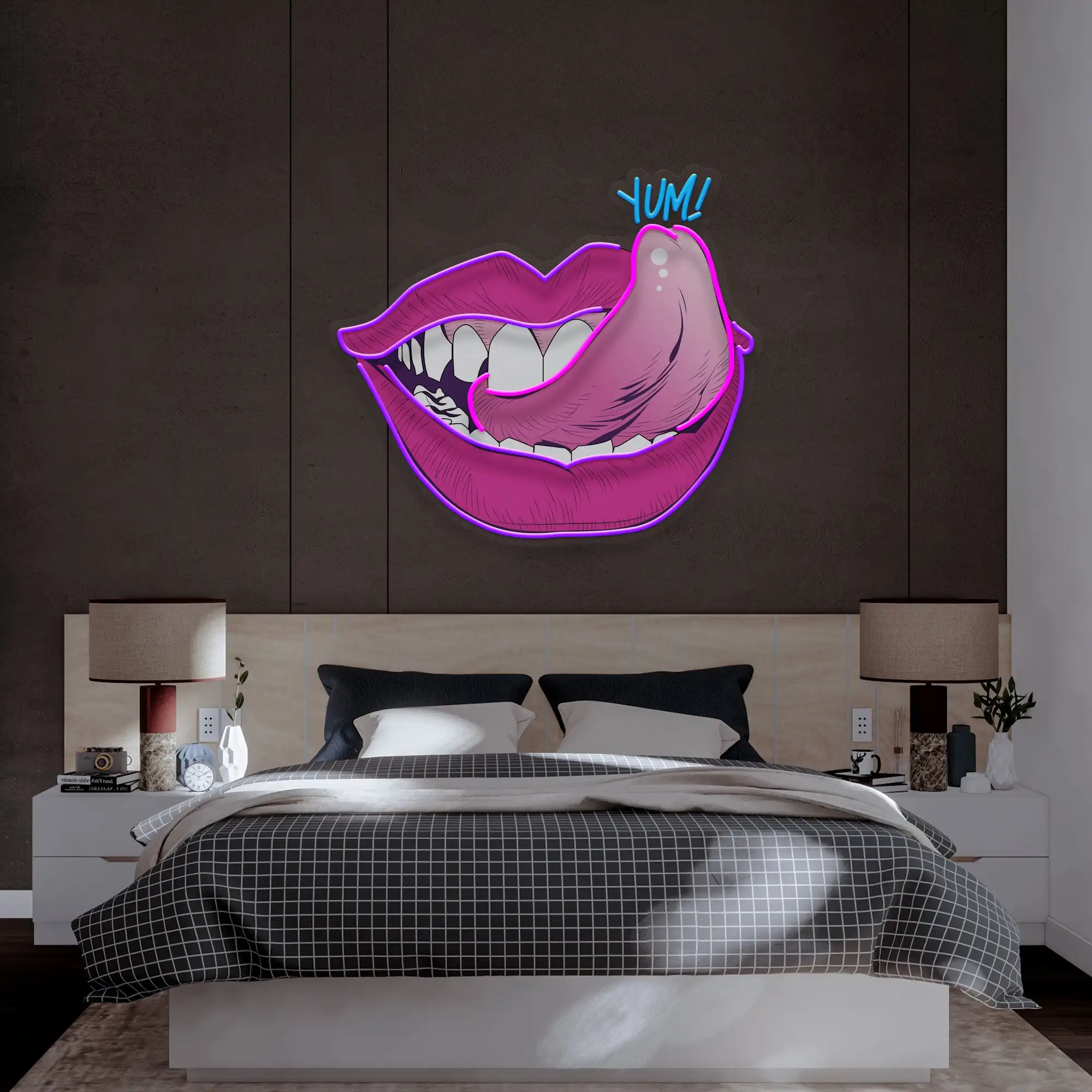 Imagem -02 - Yummy Lips Neon Sign Custom Decoração de Quarto e Sala Party Neon Signs For Food Sala de Jantar Candy Shop Wall Led Light