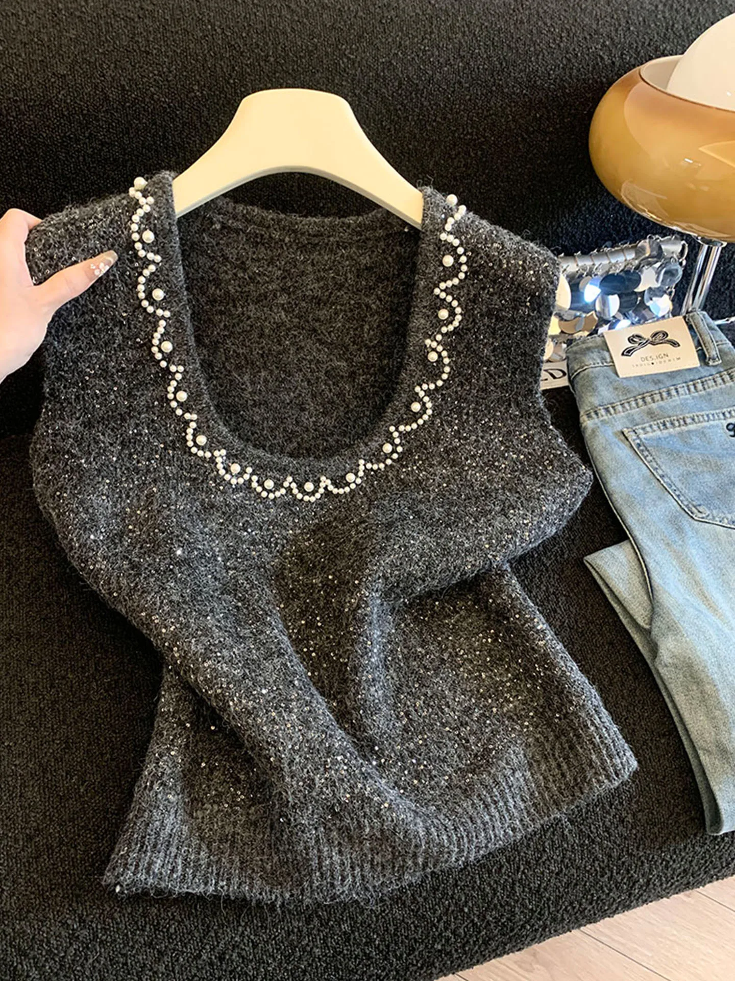 

Emily Clud Selected Recommendation~ Beaded U-Ne Svel Knitted Vest Women's Faion Layering Tank Top Commute Sle