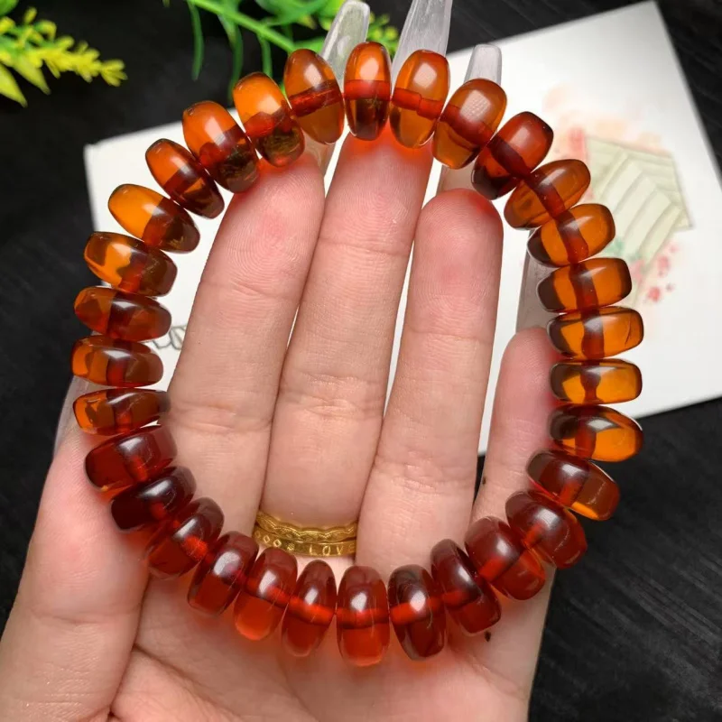 

Natural Blood Amber Cake Wine Red Purification Single Circle Bracelet Wenwan Accessories