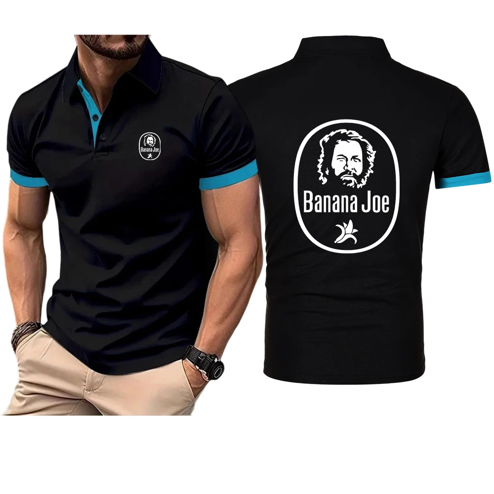 

2025 BUD SPENCER BANANA JOE Print Men's New Summer Cotton Breathable Polo Shirt Casual Solid Color Slim Fit Fashion Tops