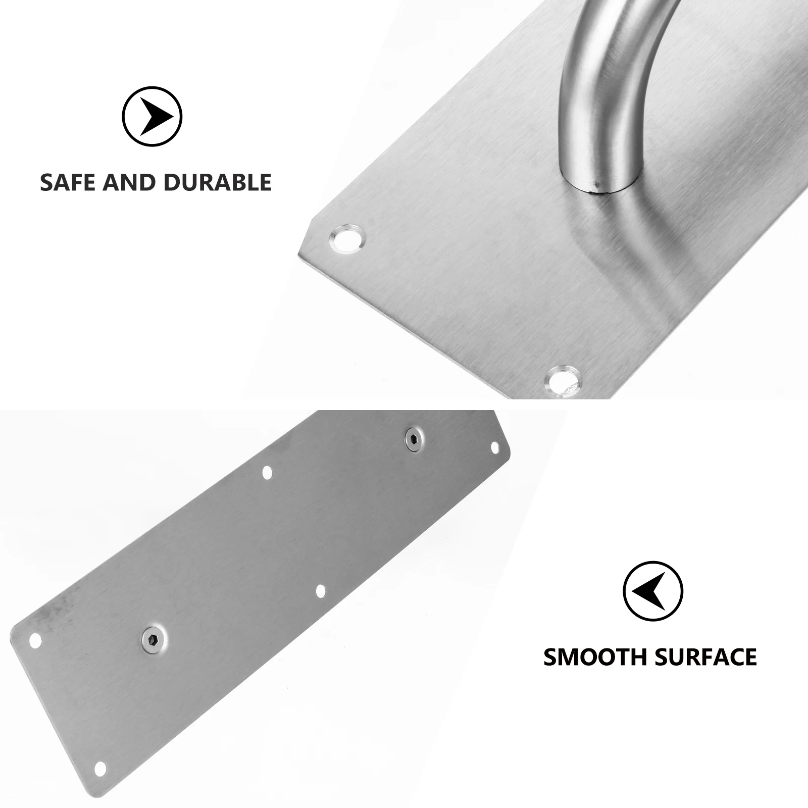 

1Set Door Push Plate Pull Handle Stainless Steel Commercial Door Handle Rustproof Durable for Hotel Public Area