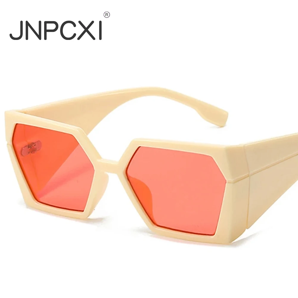 JNPCXI Fashion Polygon Square Women Sunglasses Gradient Yellow Retro Punk Sun Glasses Men Shades UV400