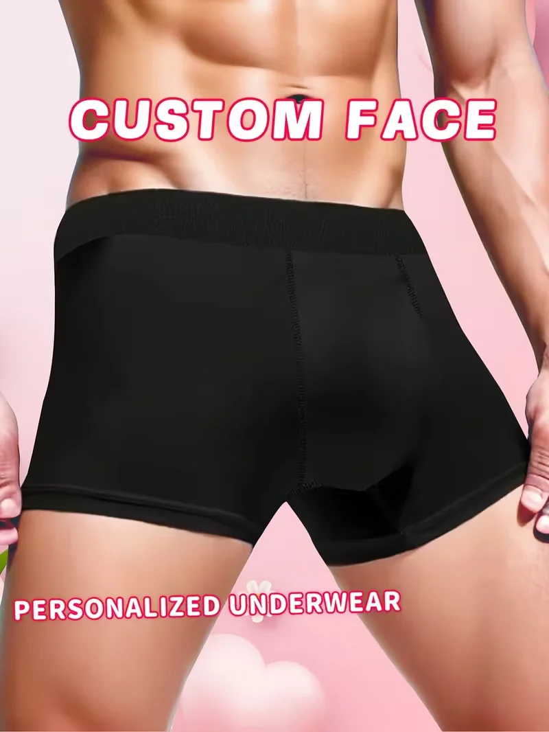 Customizable 1-Pack Sexy Men's Boxer Shorts with Portrait Design for Valentine's Day And Anniversaries Comfortable Elastic Fit f