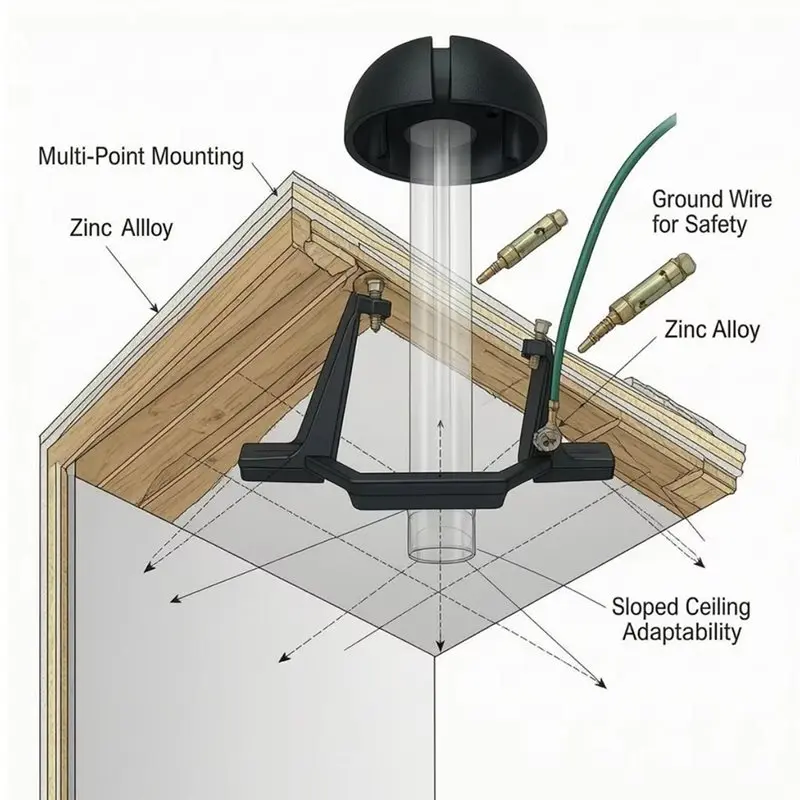 ABRU-Ceiling Fan Mounting Bracket Kit Metal Inclined Ceiling Support Adapter For Home Balancing Adapter Kit
