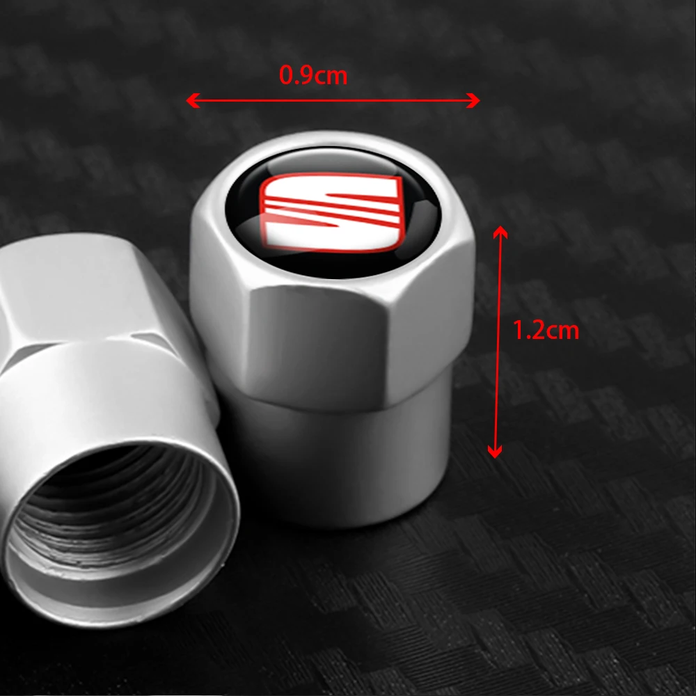 4Pcs Car Wheel Tire Valve Caps Tyre Stem Cover Bolt-In Accessories for Seat Cupra Ateca Ibiza Leon FR Cordoba Exeo Altea Arona