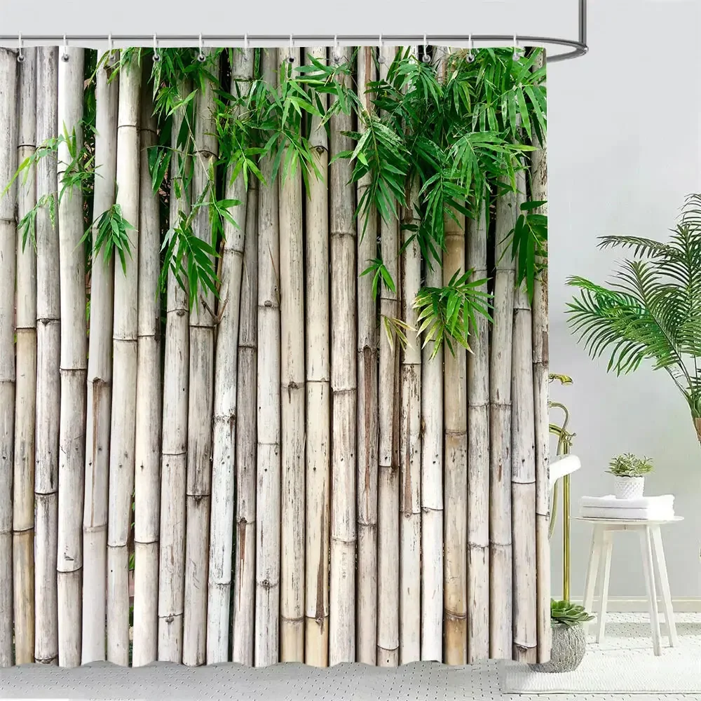 

Vine Green Leaves Shower Curtain Vintage Wall Ivy Leaf Garden Plant Bath Curtains Set Polyester Fabric Bathroom Decor with Hooks