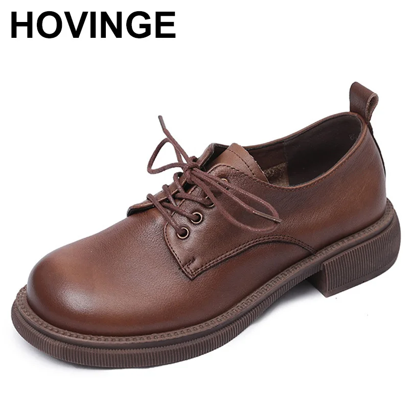 Flat leather small single shoes lace-up low-top shoes  spring new British style first layer cowhide women's shoes