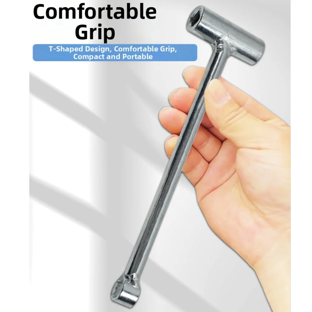 Rust-Resistant Electroplated T Handle Cylinder Wrench for Gas Valves Fits Oxygen Argon Nitrogen Acetylene Propane Gas Bottles