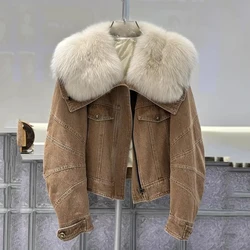 Winter Warm Women Suede Faux Fur Jacket Streetwear Female Moto Biker Parka Loose Thick Coat Fashion Autumn Winter Outwear